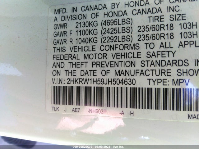 Honda CR-V EX 2018 2HKRW1H59JH504630 Image 9