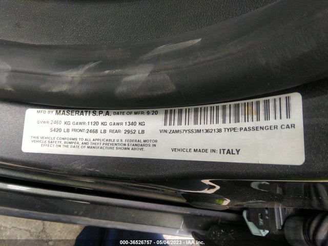 2021 Maserati Ghibli, VIN: ZAM57YSS3M1362138