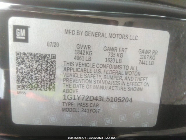 Chevrolet Corvette 2lt 2020 1G1Y72D43L5105204 Image 9