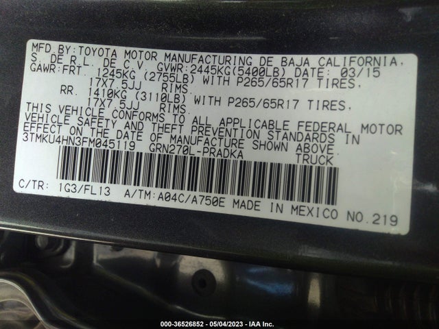 Toyota Tacoma Prerunner 2015 3TMKU4HN3FM045119 Image 10