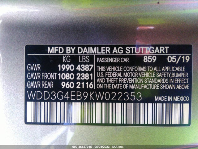 WDD3G4EB9KW022353 Mercedes-Benz A-class A 220