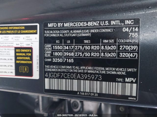 4JGDF7CE0EA395973 Mercedes-Benz Gl-class Gl 450