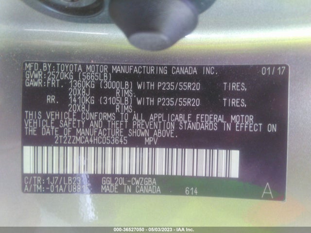 2T2ZZMCA4HC053645 Lexus Rx Rx 350