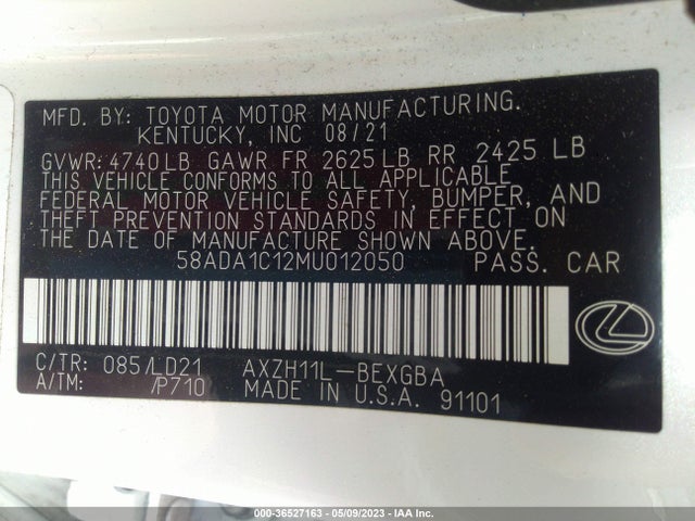 58ADA1C12MU012050 Lexus Es Es 300h