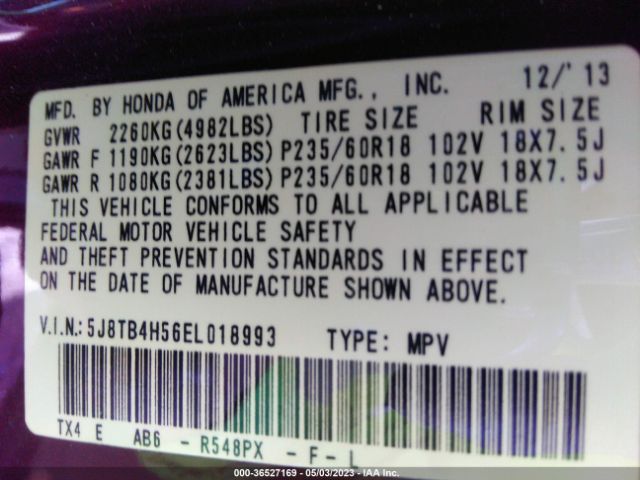 5J8TB4H56EL018993 Acura Rdx Tech Pkg