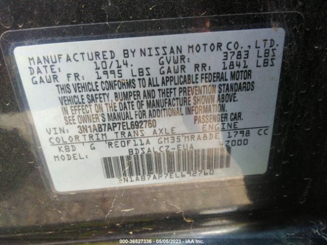 3N1AB7AP7EL692760 Nissan SENTRA S