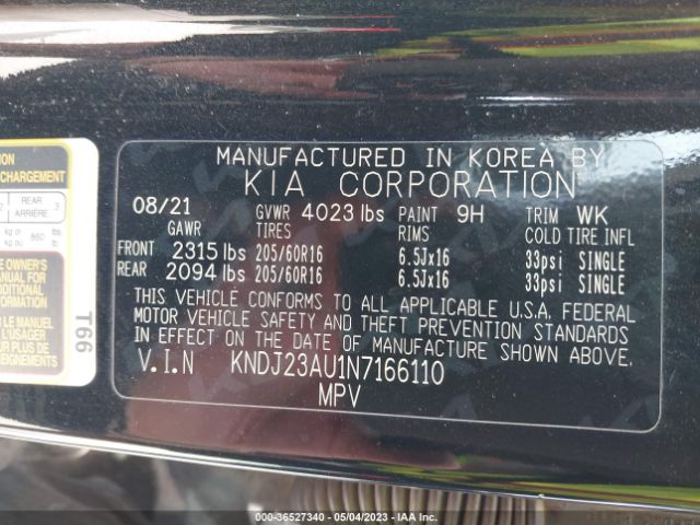 KNDJ23AU1N7166110 KIA SOUL LX
