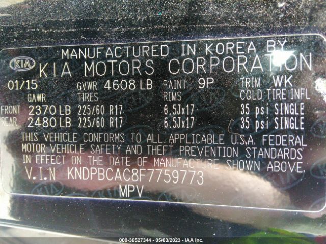 KNDPBCAC8F7759773 KIA Sportage Lx