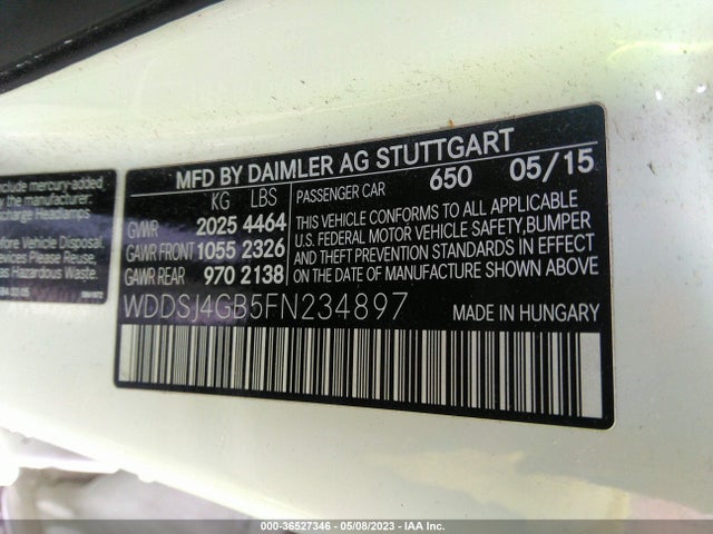 2015 MERCEDES-BENZ CLA-CLASS CLA 250 VIN: WDDSJ4GB5FN234897