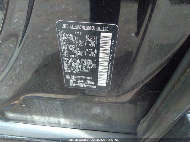 2012 NISSAN QUEST SL VIN: JN8AE2KP2C9035638