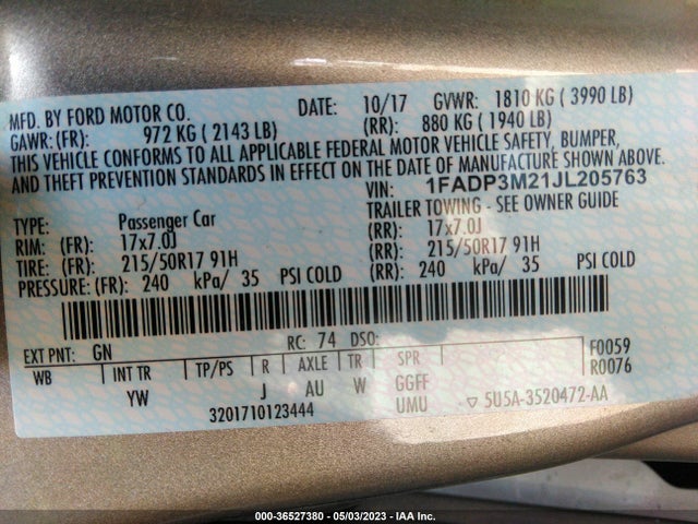 Ford FOCUS SEL 2018 1FADP3M21JL205763 Image 9