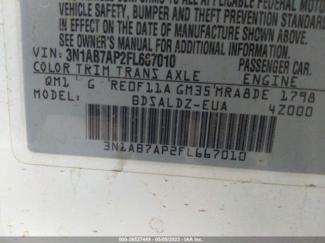 3N1AB7AP2FL667010 Nissan Sentra Sr/sl/s/sv/fe+ S
