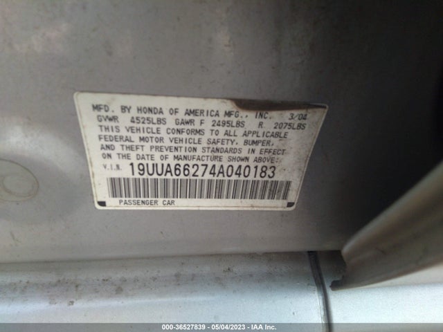2004 ACURA TL VIN: 19UUA66274A040183