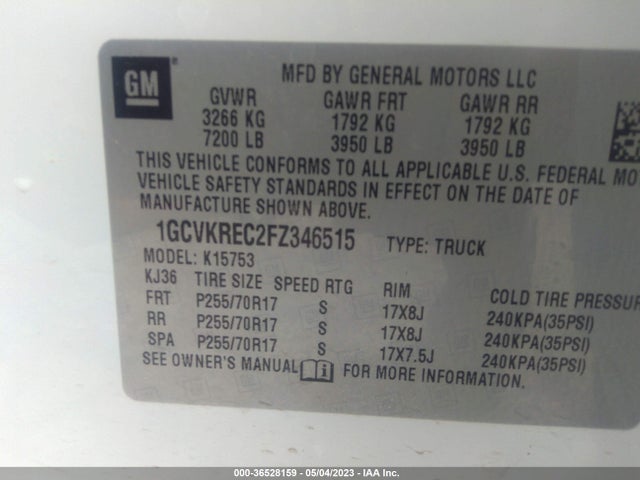 Chevrolet Silverado 1500 Lt 2015 1GCVKREC2FZ346515 Image 11