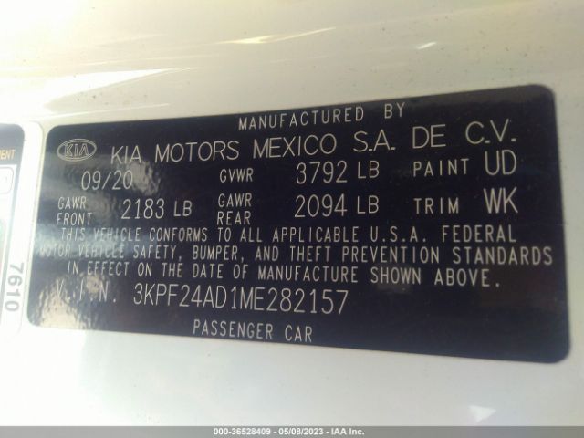 3KPF24AD1ME282157 KIA Forte Lxs