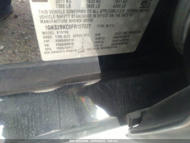 1GKS2BKC6FR157627 GMC YUKON SLT