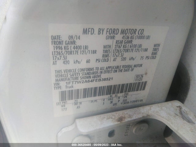 Ford F-250 Xl 2015 1FT7W2A64FEB38521 Image 9