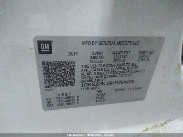 1GKS2HKJ6KR204425 GMC YUKON XL DENALI
