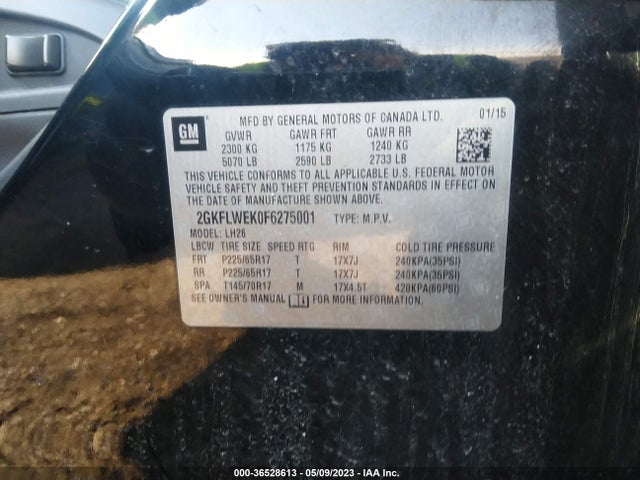 GMC Terrain Sle 2015 2GKFLWEK0F6275001 Image 9