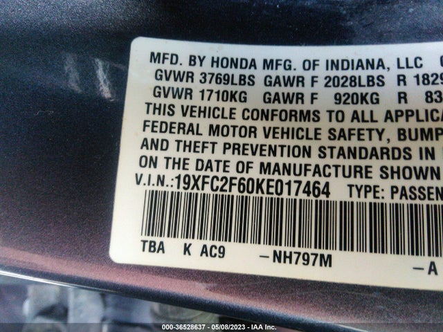 Honda Civic Sedan Lx 2019 19XFC2F60KE017464 Image 9