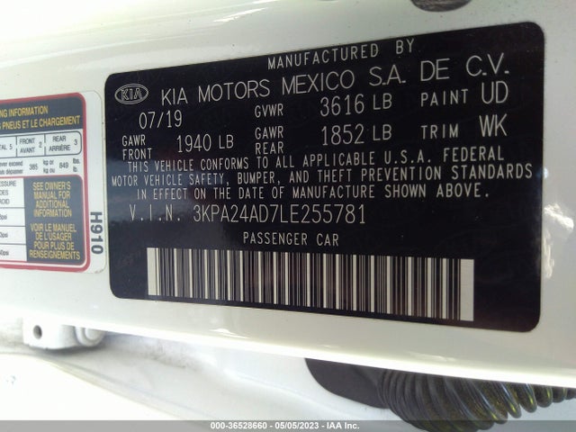 2020 KIA RIO S VIN: 3KPA24AD7LE255781