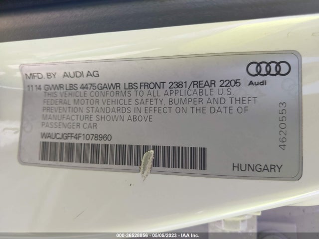 WAUCJGFF4F1078960 Audi A3 2.0 Tdi Premium Plus