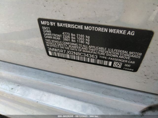 3MW5R7J02N8C34363 BMW 3 Series 330i Xdrive