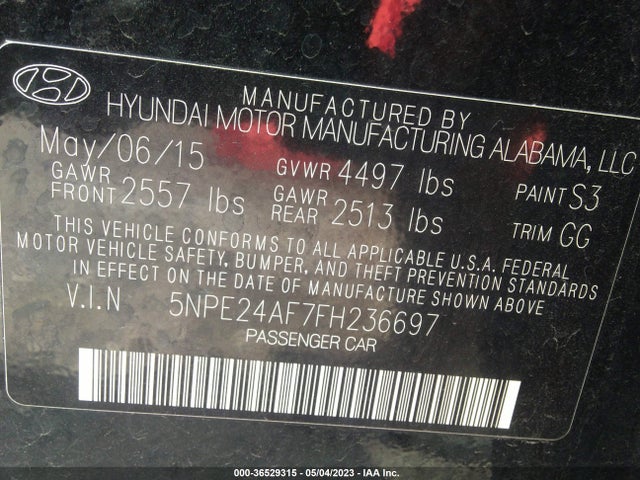 Hyundai Sonata 2.4l Se 2015 5NPE24AF7FH236697 Image 10