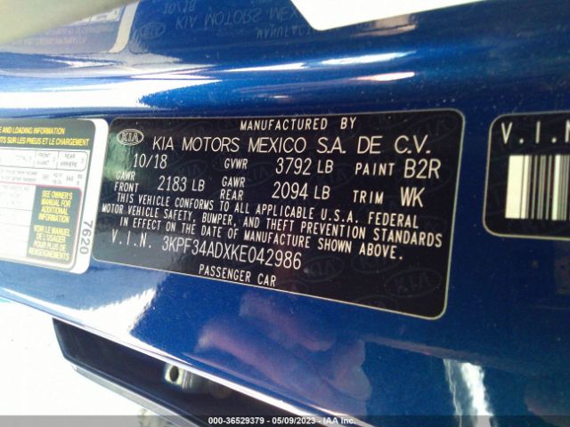 3KPF34ADXKE042986 KIA FORTE S