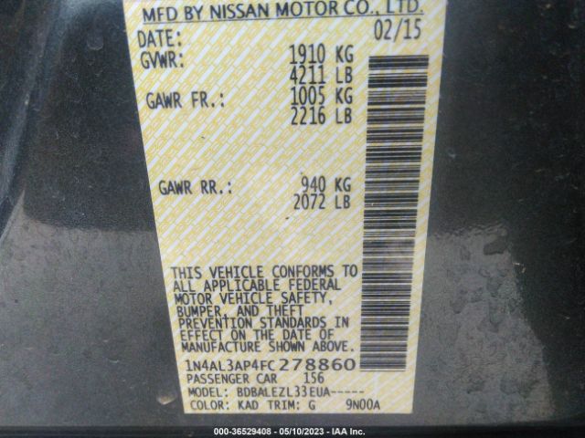 1N4AL3AP4FC278860 Nissan ALTIMA 2.5