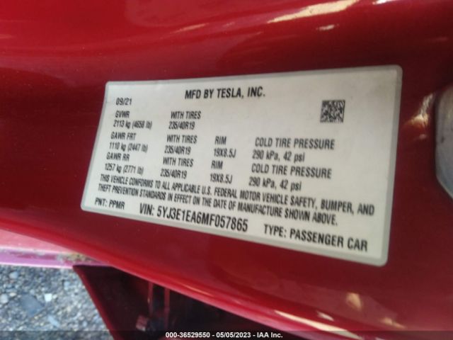 5YJ3E1EA6MF057865 Tesla Model 3 Standard Range Plus
