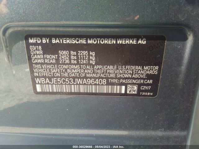 WBAJE5C53JWA96408 BMW 5 Series 540i