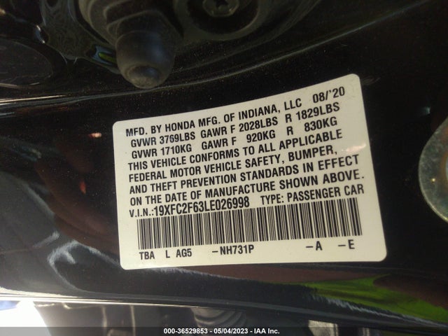 Honda Civic Sedan Lx 2020 19XFC2F63LE026998 Image 9