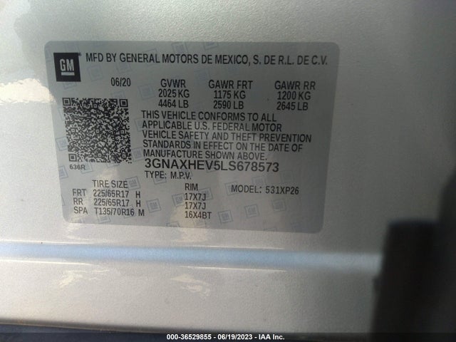 Chevrolet EQUINOX LS 2020 3GNAXHEV5LS678573 Image 9