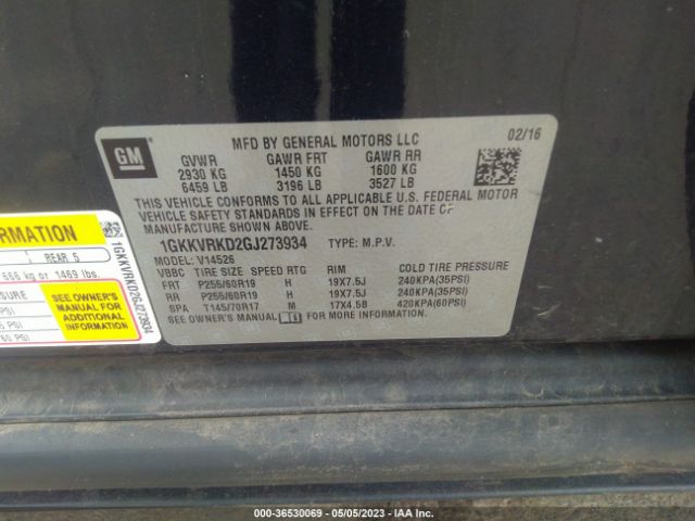 1GKKVRKD2GJ273934 GMC ACADIA SLT