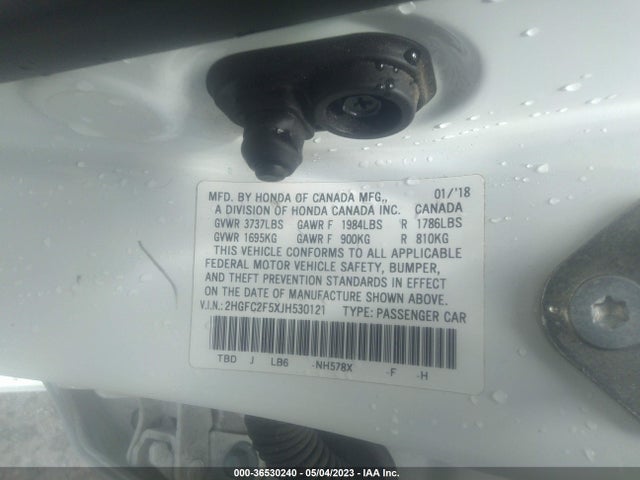 Honda Civic Sedan Lx 2018 2HGFC2F5XJH530121 Image 10