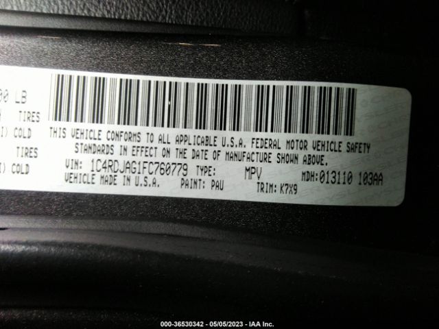 1C4RDJAG1FC760779 Dodge Durango Sxt