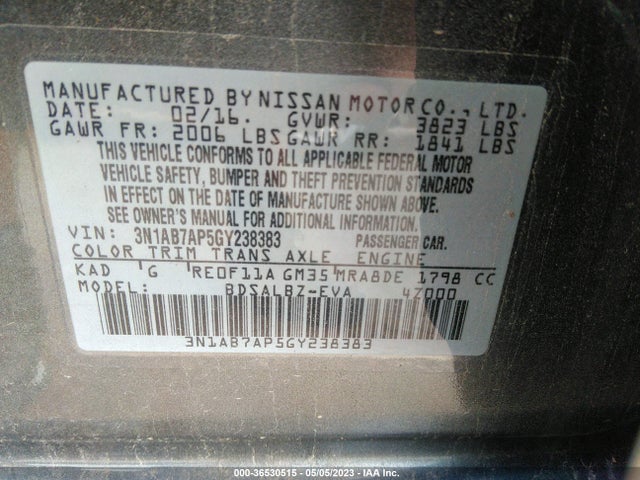 Nissan SENTRA S 2016 3N1AB7AP5GY238383 Image 9