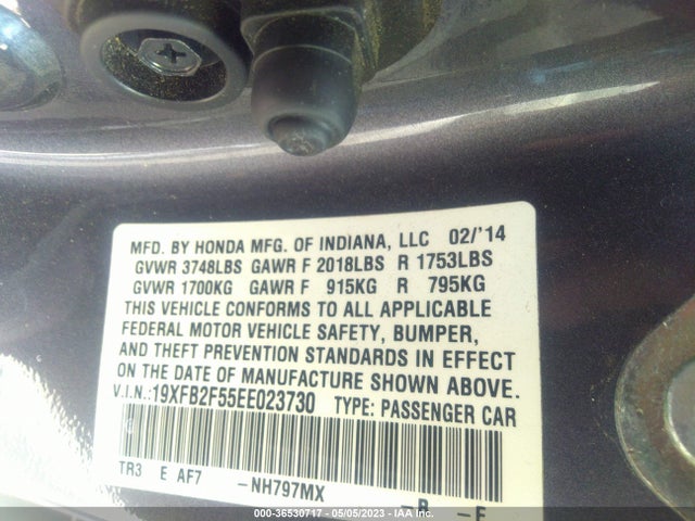 Honda Civic Sedan Lx 2014 19XFB2F55EE023730 Image 9