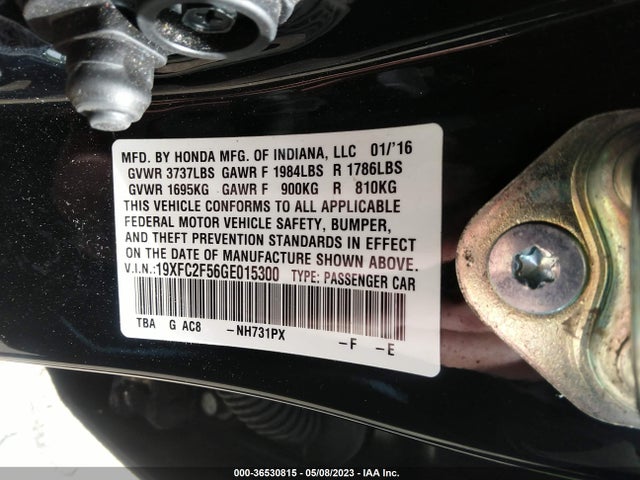 Honda Civic Sedan Lx 2016 19XFC2F56GE015300 Image 9