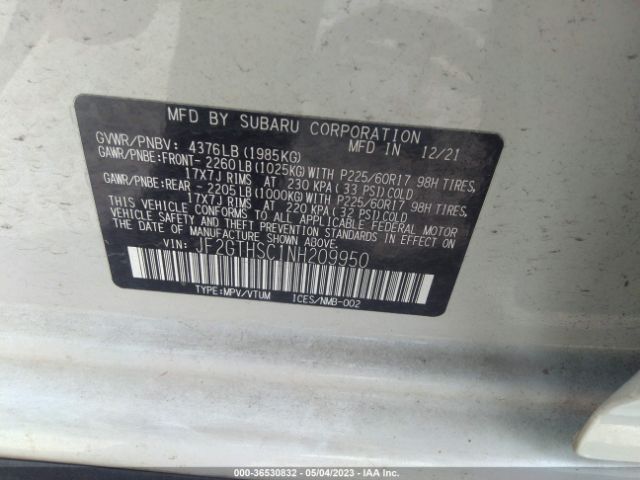 JF2GTHSC1NH209950 Subaru Crosstrek Sport