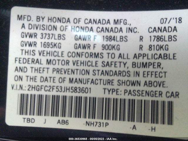 Honda Civic Sedan Lx 2018 2HGFC2F53JH583601 Image 10
