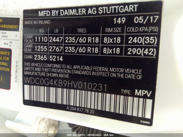WDC0G4KB9HV010231 Mercedes-Benz Glc Glc 300