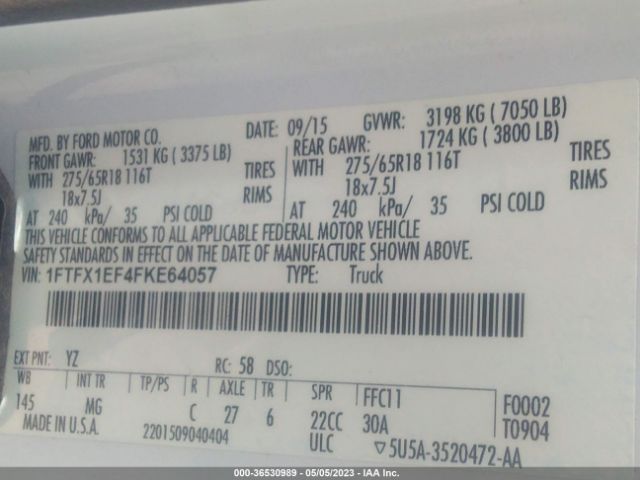 1FTFX1EF4FKE64057 Ford F-150 Xlt