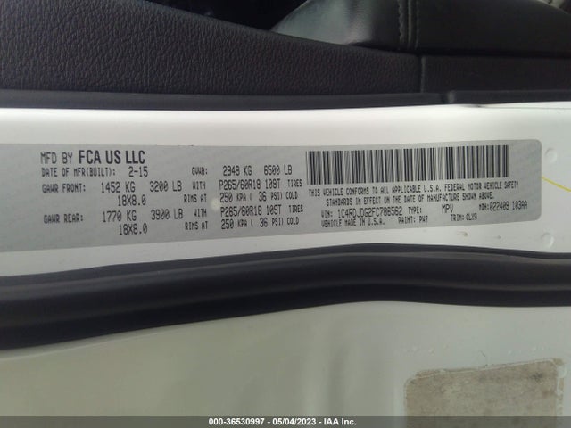 Dodge DURANGO LIMITED 2015 1C4RDJDG2FC786562 Image 9
