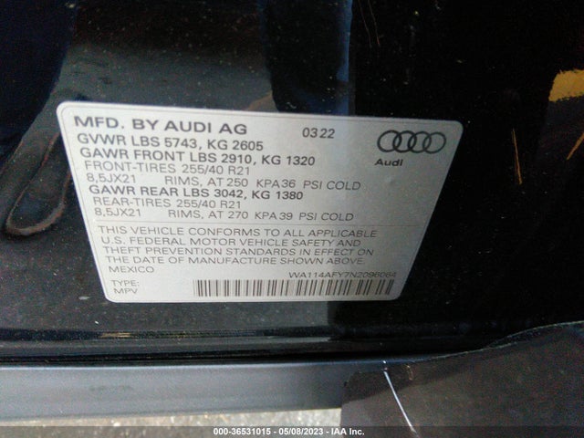 2022 Audi SQ5, VIN: WA114AFY7N2096064