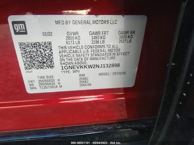 Chevrolet Traverse Premier 2022 1GNEVKKW2NJ132898 Image 9