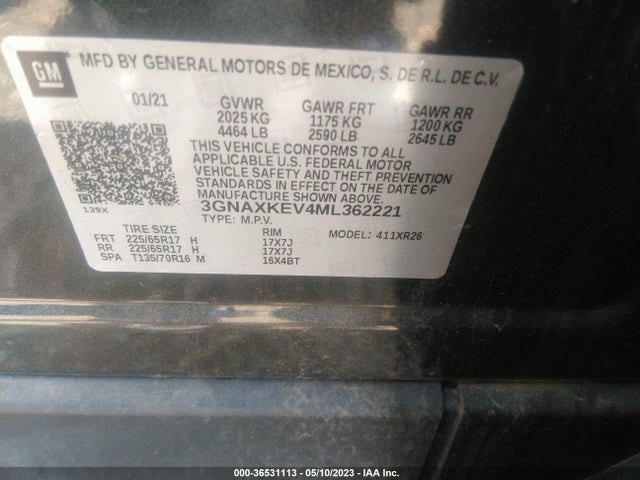 Chevrolet EQUINOX LT 2021 3GNAXKEV4ML362221 Image 9