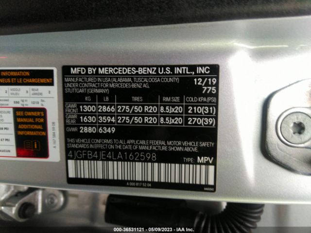 4JGFB4JE4LA162598 Mercedes-Benz Gle Gle 350