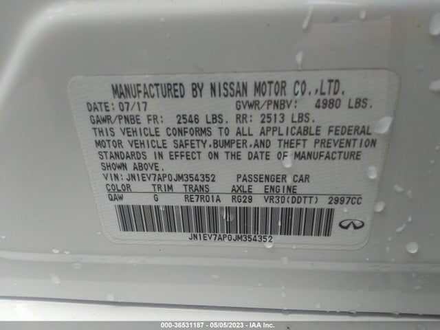 JN1EV7AP0JM354352 Infiniti Q50 3.0t Luxe